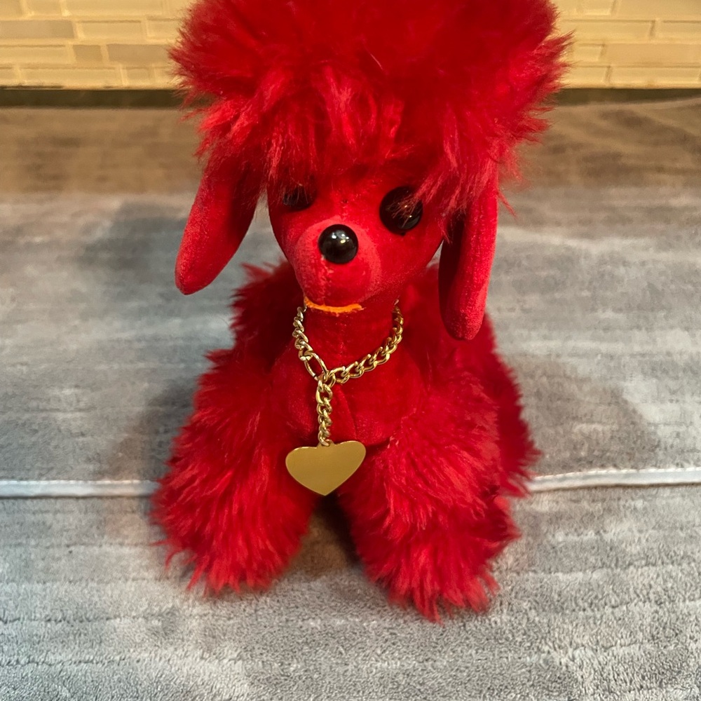Vintage 1960's Stuffed Dog Red Poodle Made In Japan